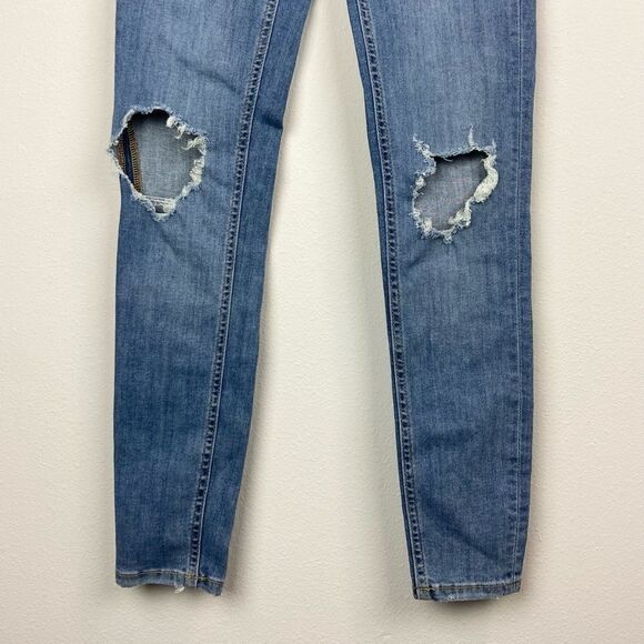 Free People High Rise Distressed Skinny Jeans - Picture 4 of 7